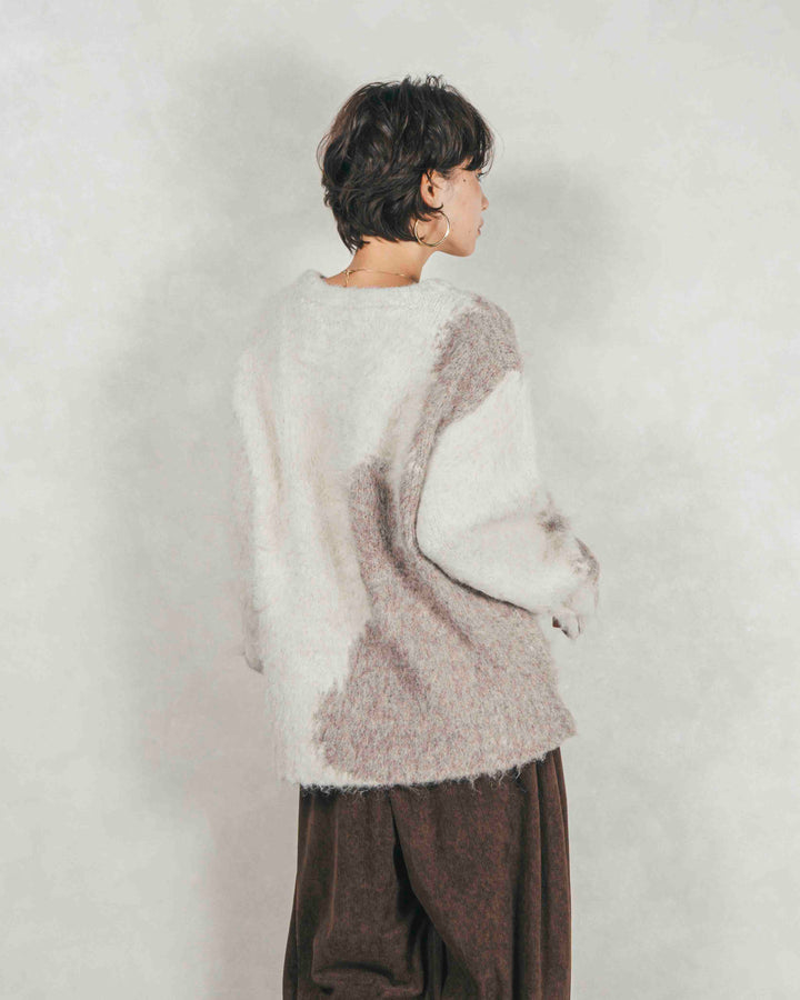 ［SET］ニュアンスグラデーションShaggyニット+サイドタックコクーンコーデュロイパンツ（2SET）