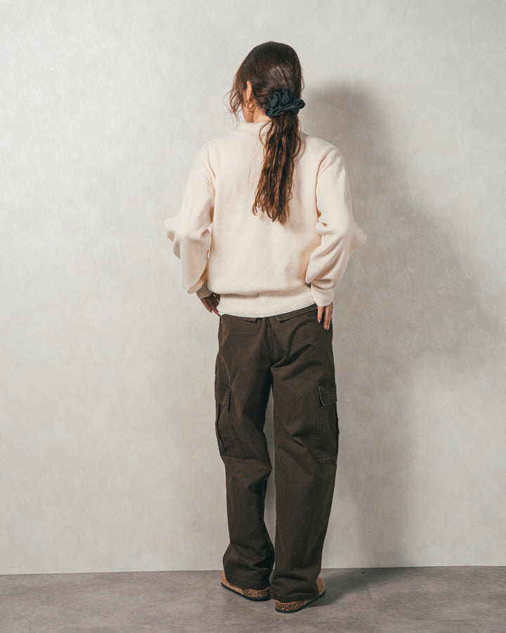 ［SET］ボタンデザインポロニット+ピグメントツイルカーゴパンツ（2SET）