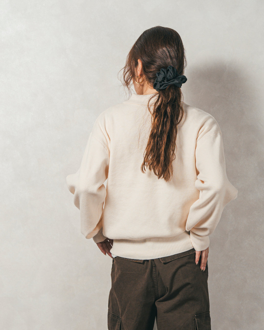 ボタンデザインポロニット(IVORY)