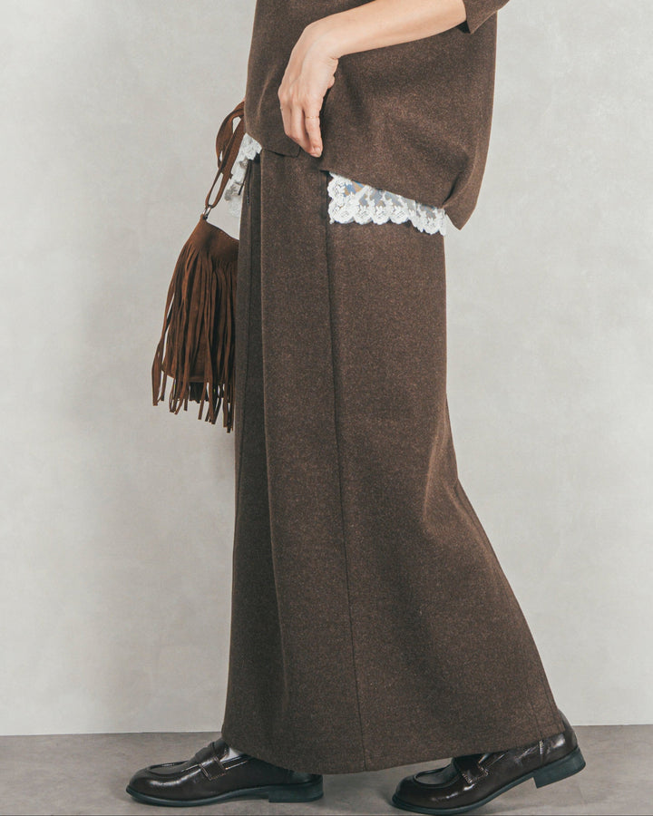 Smoothニットソー Narrowスカート (BROWN)