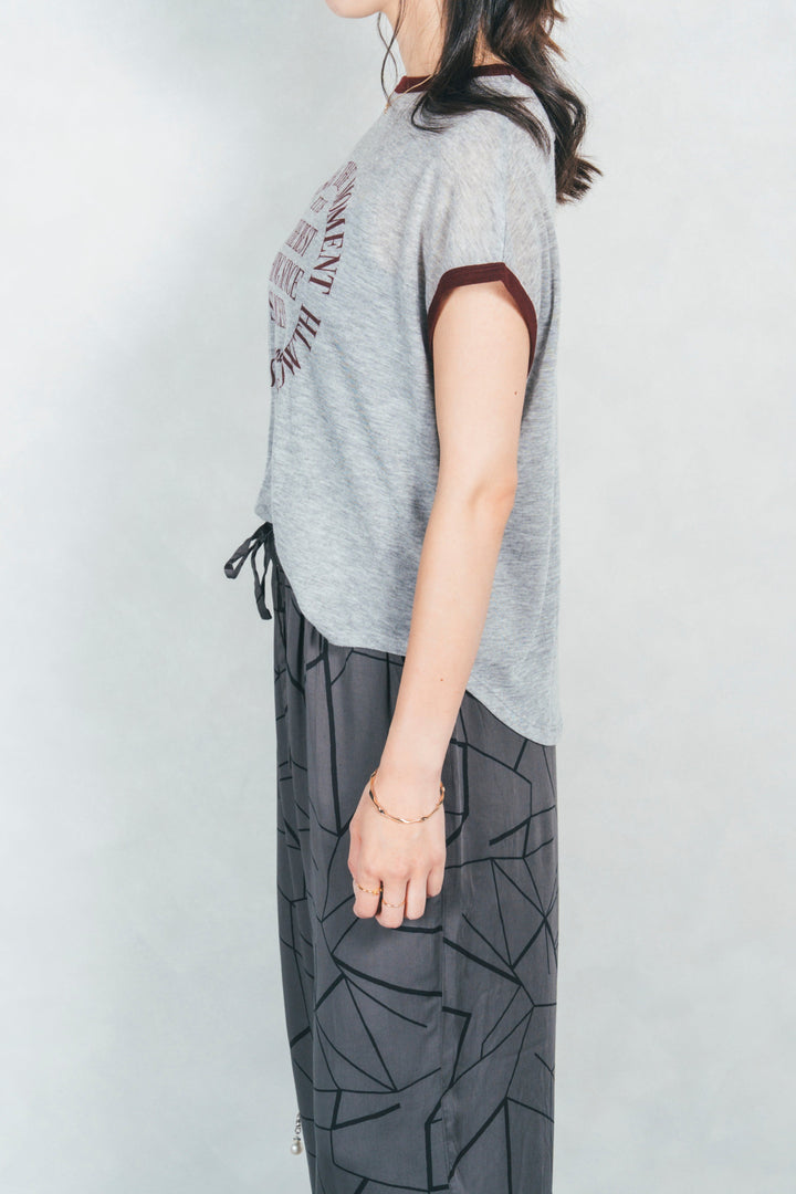 ロゴプリントリンガーT (BURGUNDY x GRAY)