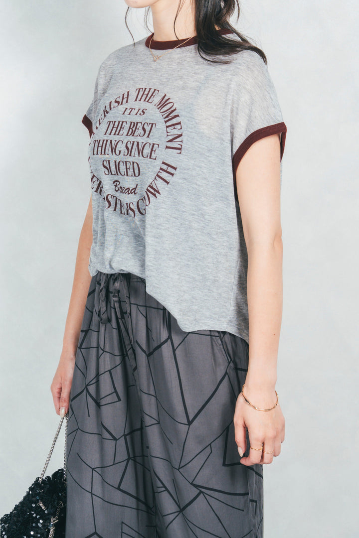 ロゴプリントリンガーT (BURGUNDY x GRAY)
