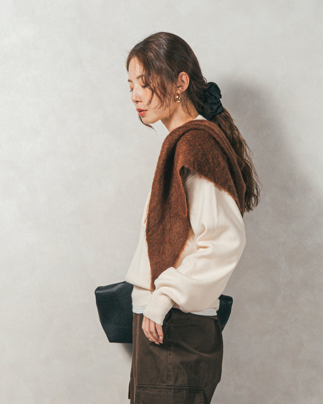 ［SET］ボタンデザインポロニット+ピグメントツイルカーゴパンツ（2SET）