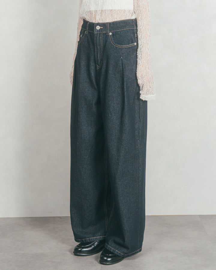 ワイドTuckイージーデニム (ONE WASH)