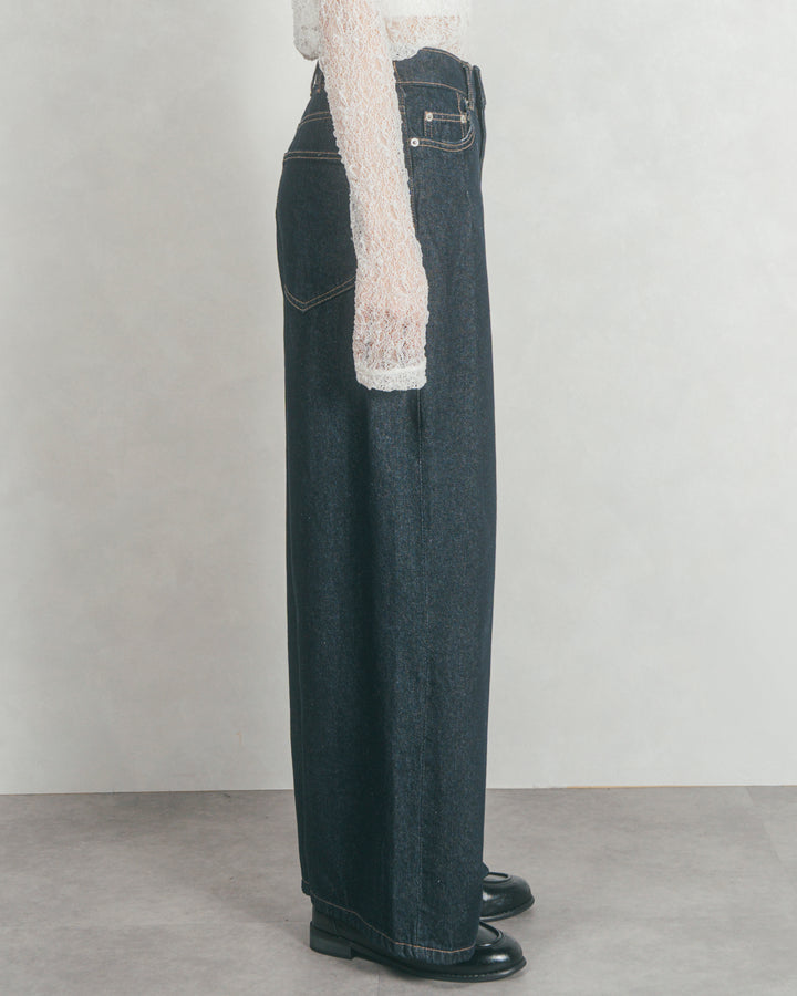 ワイドTuckイージーデニム (ONE WASH)