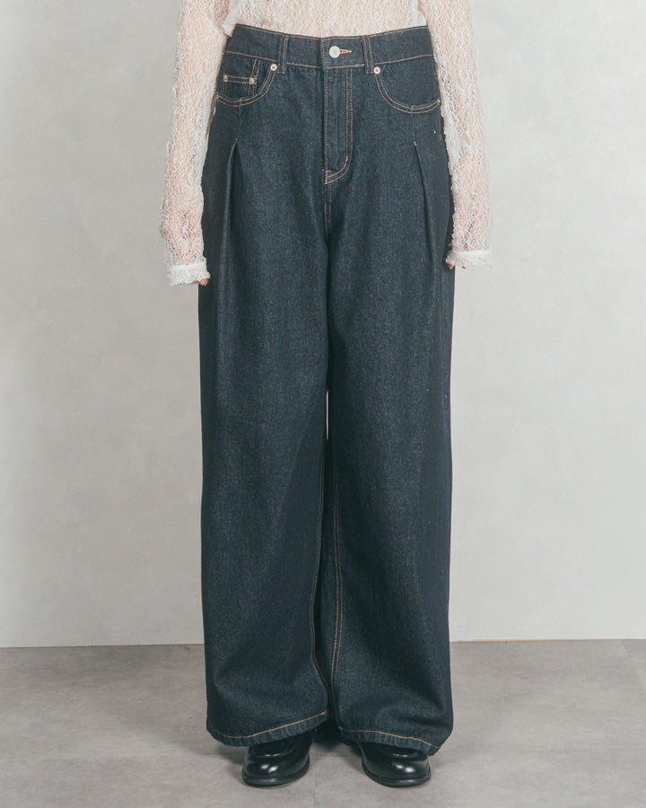ワイドTuckイージーデニム (ONE WASH)