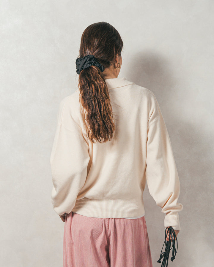 ［SET］ボタンデザインポロニット+サイドタックコクーンコーデュロイパンツ（2SET）