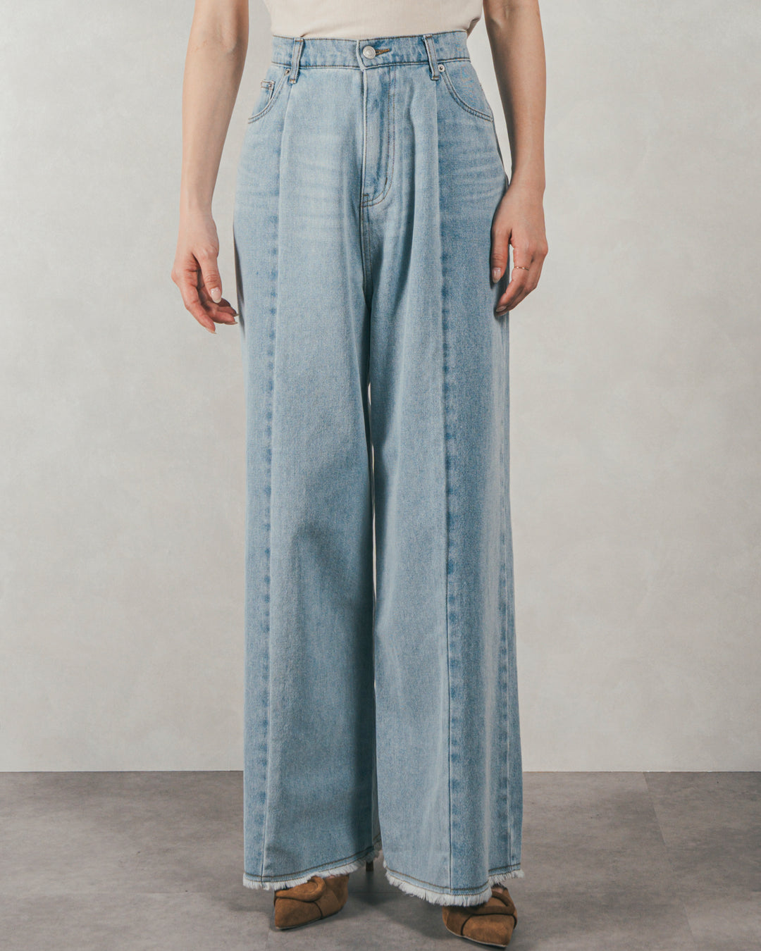 10oz ニュアンスバイカラー リラックスワイドデニム