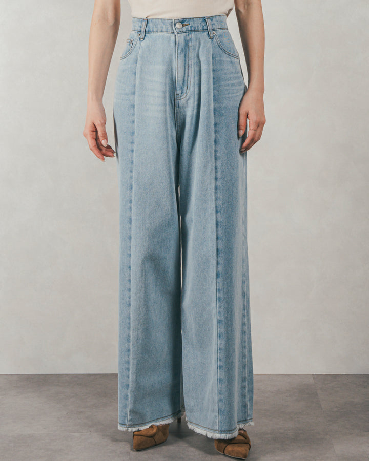 10oz ニュアンスバイカラー リラックスワイドデニム