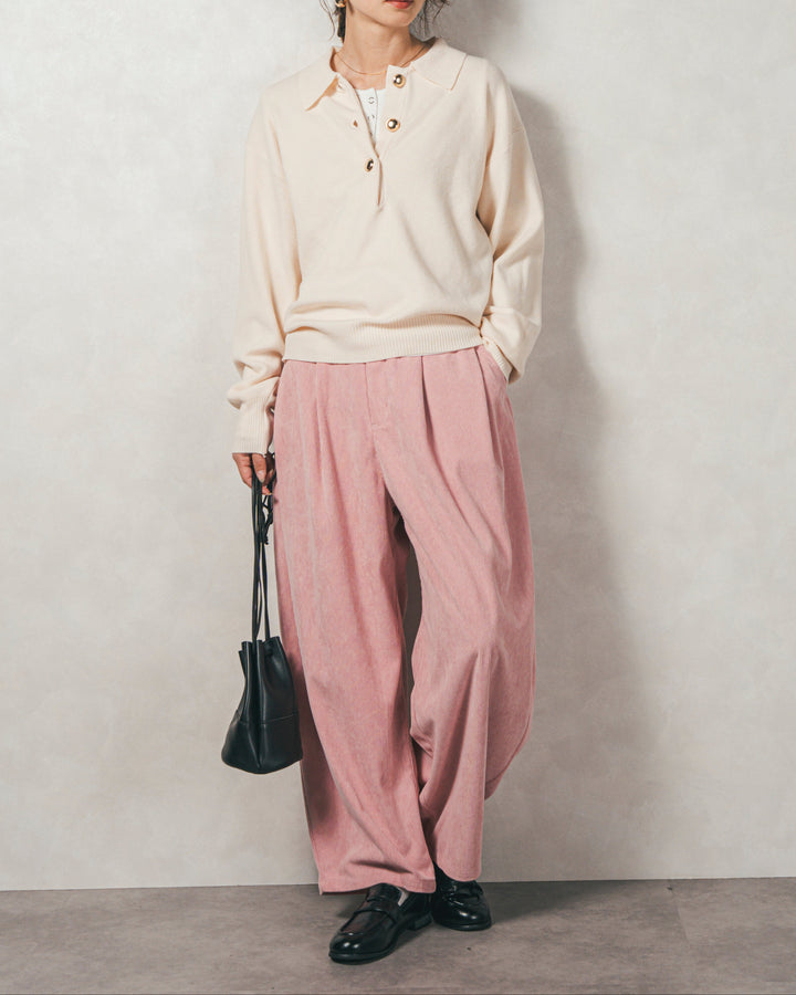 ボタンデザインポロニット(IVORY)