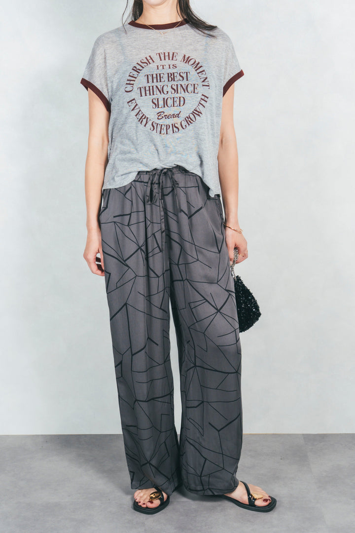 ロゴプリントリンガーT (BURGUNDY x GRAY)