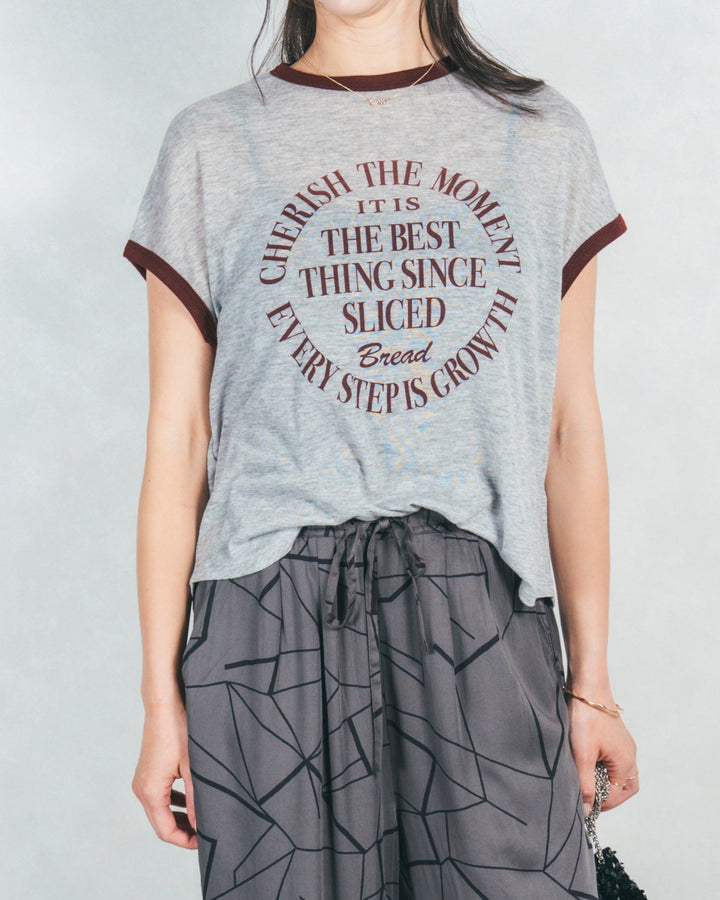 ロゴプリントリンガーT (BURGUNDY x GRAY)