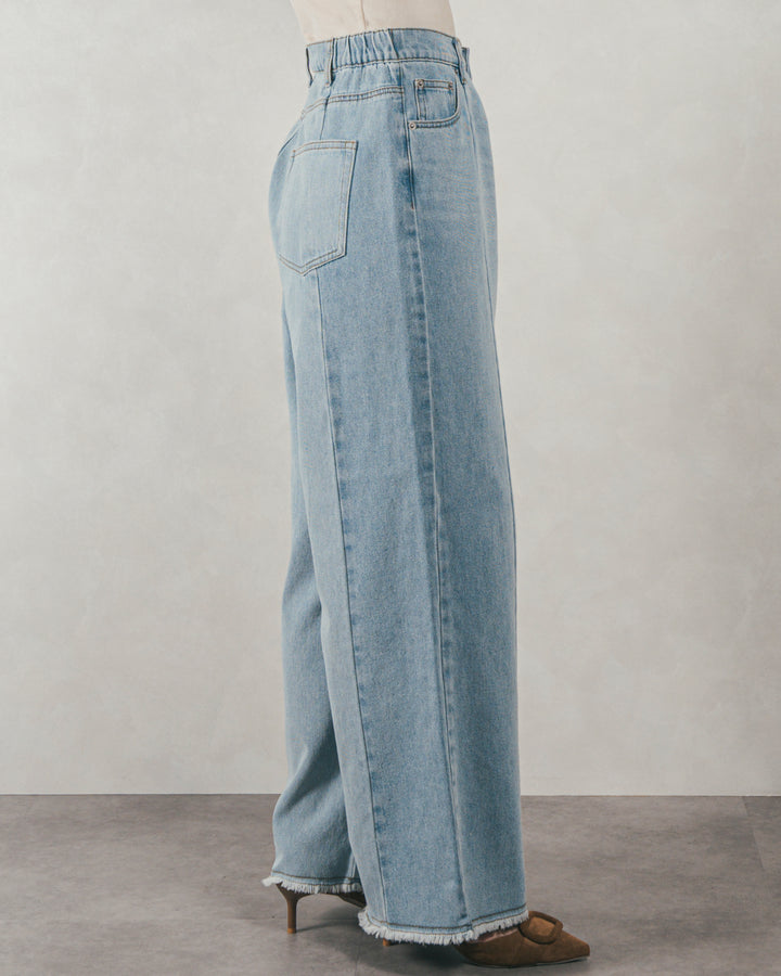 ［SET］Blockレース　フーディーブラウス +Vintageサテン　ハーフパンツ + 10oz ニュアンスバイカラー リラックスワイドデニム（3SET）
