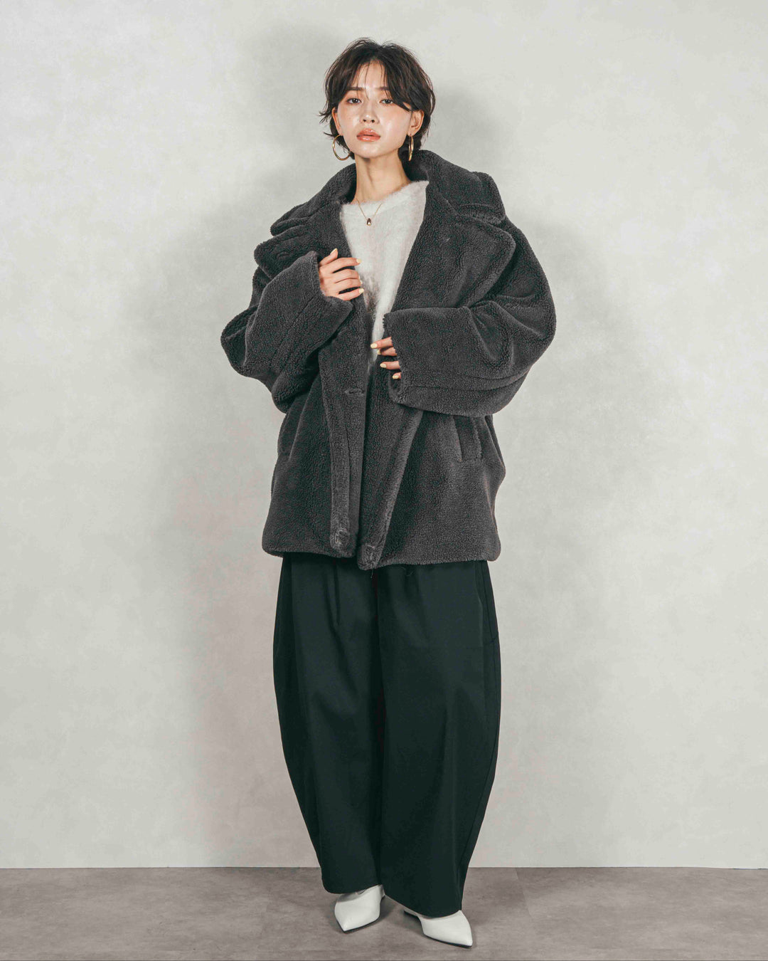 ［SET］テディボア Middleコート+サイドタックコクーンパンツ（2SET）