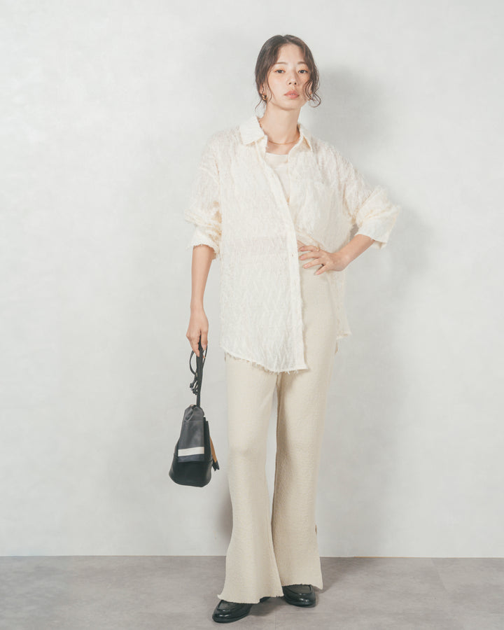フェザータッチシアーオーバーシャツ (OFF WHITE)