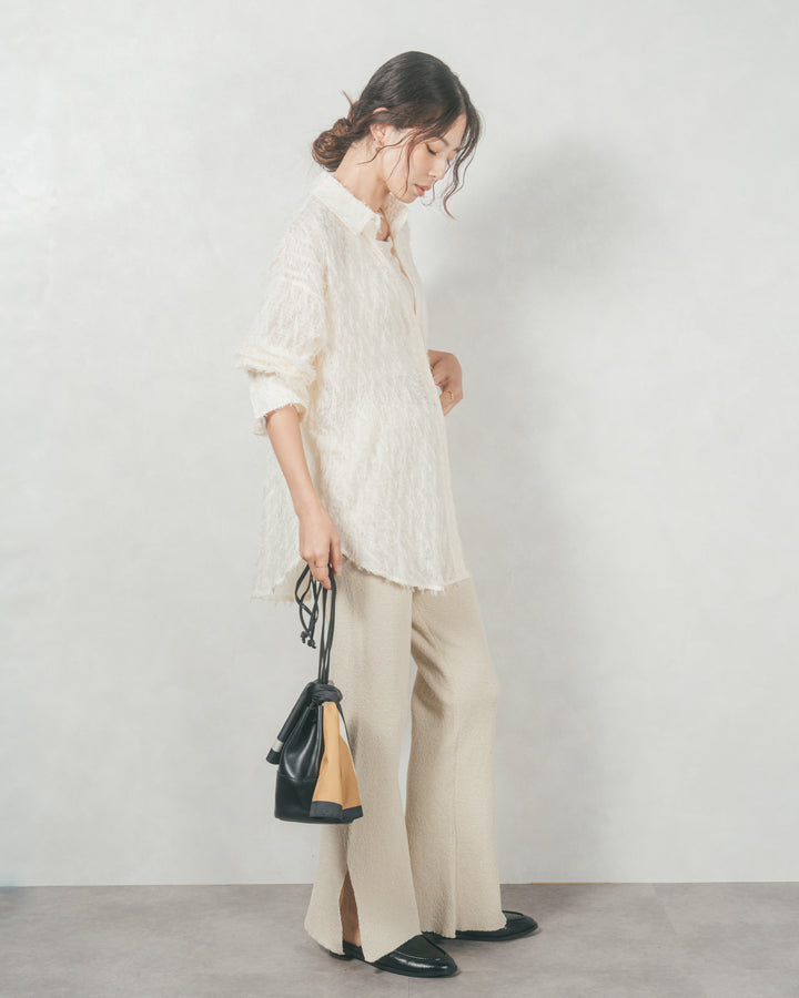 フェザータッチシアーオーバーシャツ (OFF WHITE)