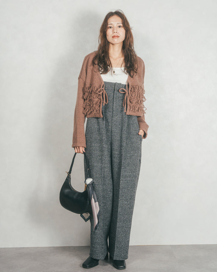 ループ編みフリンジカーディガン (BROWN)