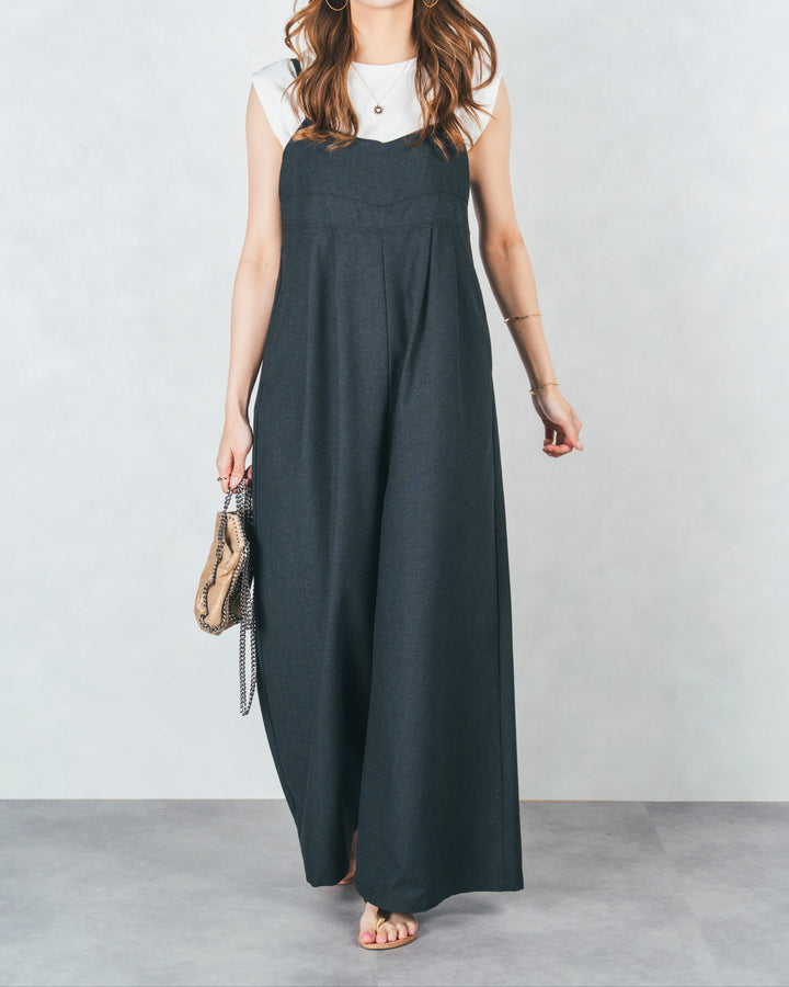 リネンメランジキャミサロペ (BLACK)