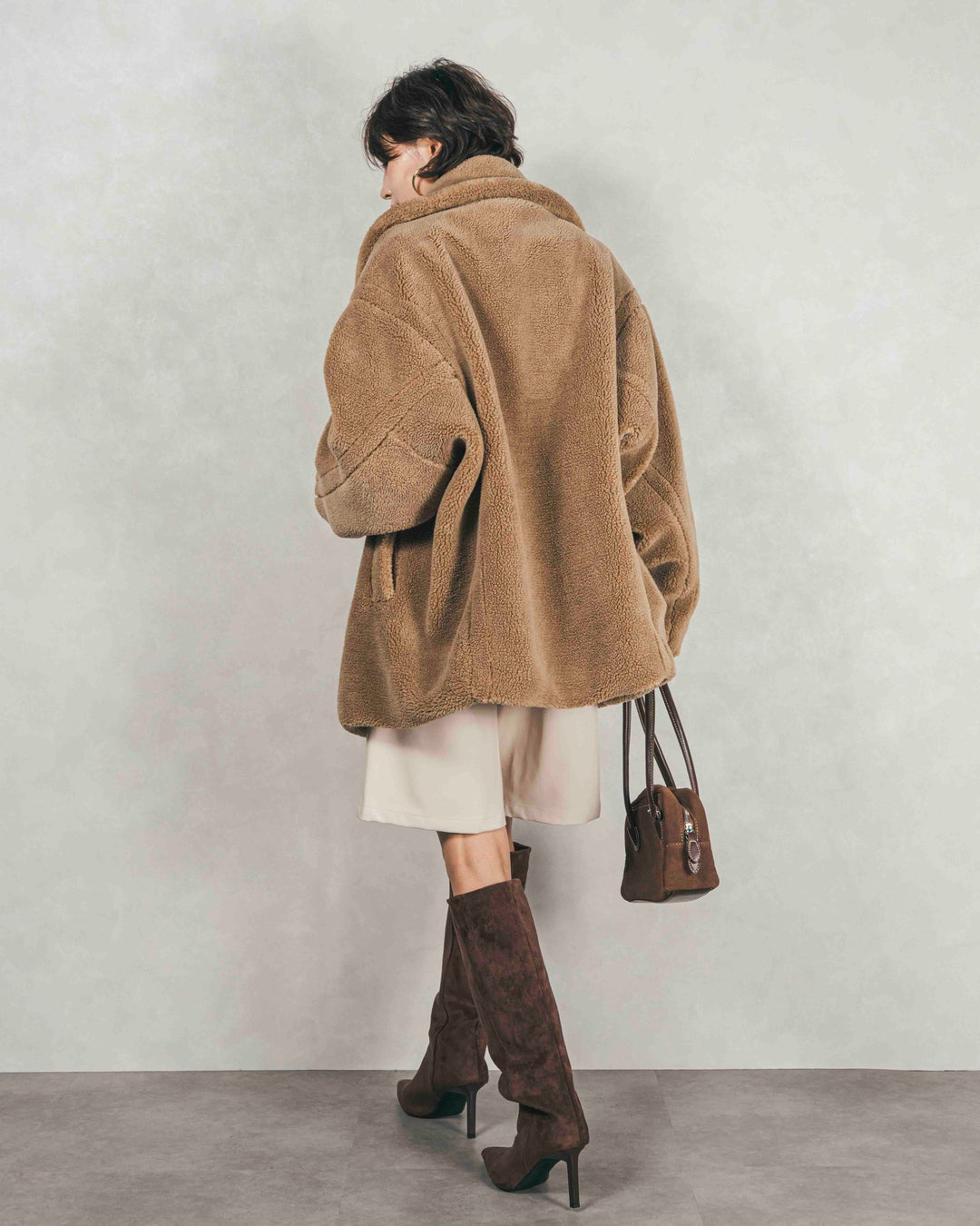 ［SET］テディボア Middleコート+レザーライクハーフパンツ（2SET）