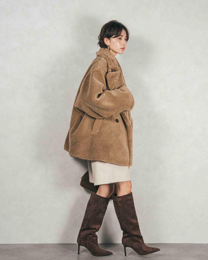 ［SET］テディボア Middleコート+レザーライクハーフパンツ（2SET）