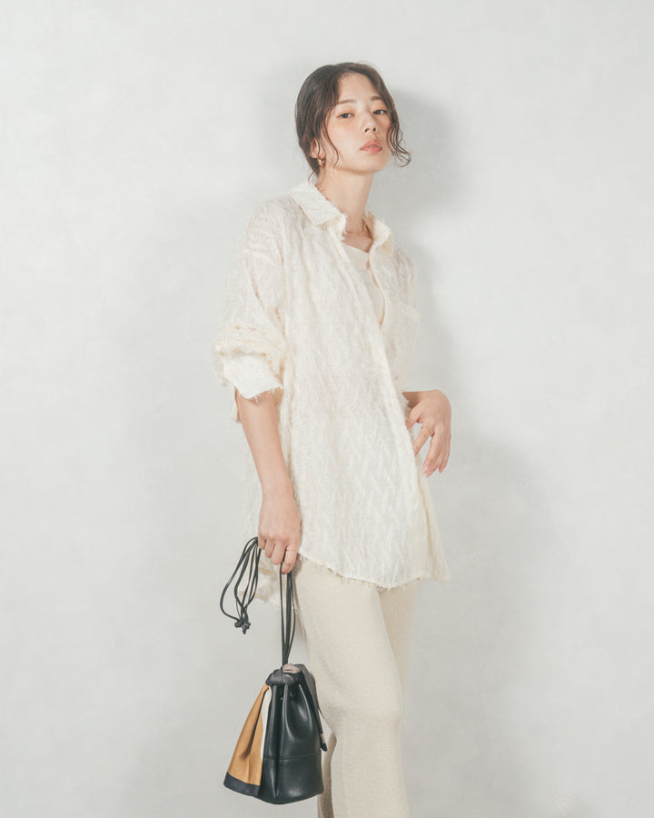 フェザータッチシアーオーバーシャツ (OFF WHITE)