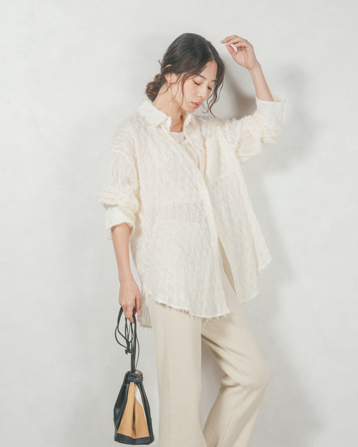 フェザータッチシアーオーバーシャツ (OFF WHITE)