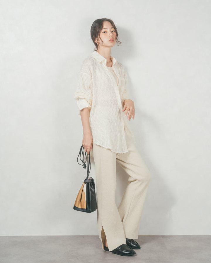 フェザータッチシアーオーバーシャツ (OFF WHITE)