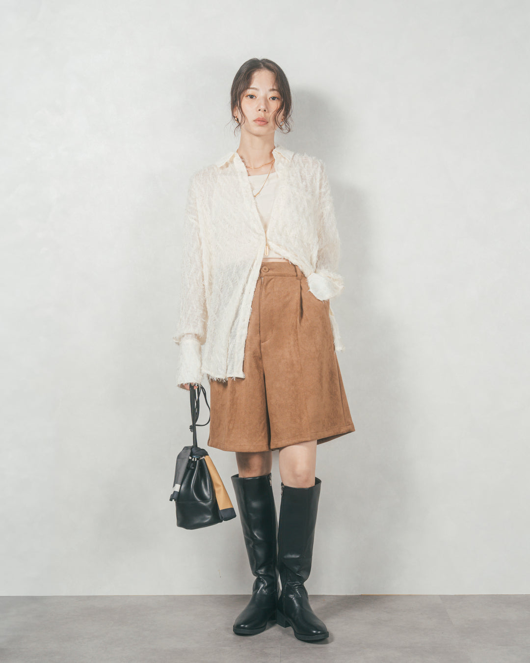 フェザータッチシアーオーバーシャツ (OFF WHITE)