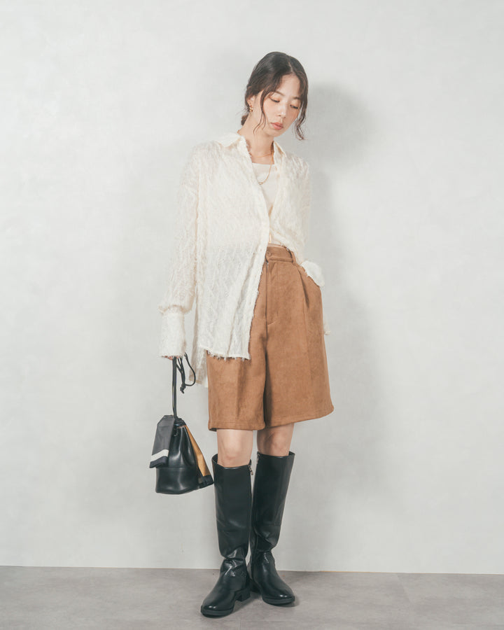 フェザータッチシアーオーバーシャツ (OFF WHITE)