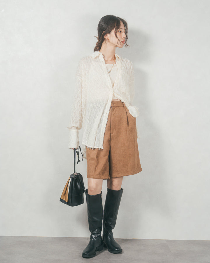 フェザータッチシアーオーバーシャツ (OFF WHITE)