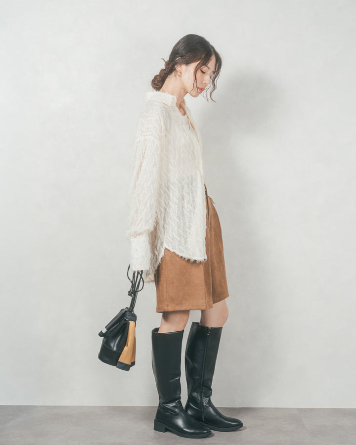 フェザータッチシアーオーバーシャツ (OFF WHITE)