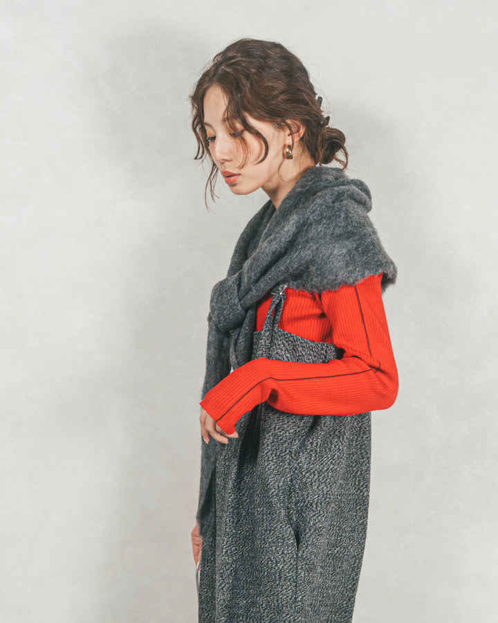 モヘアタッチ マルチTriangleスカーフ (CHARCOAL)