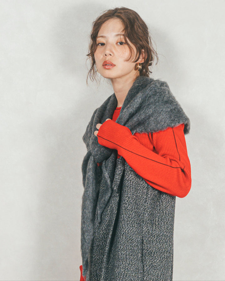 モヘアタッチ マルチTriangleスカーフ (CHARCOAL)
