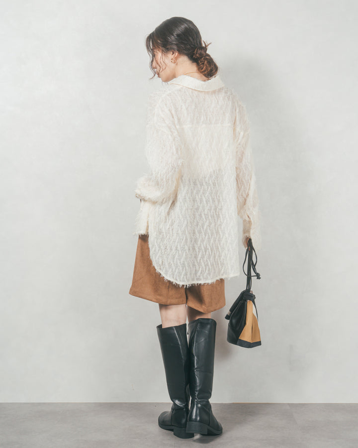 フェザータッチシアーオーバーシャツ (OFF WHITE)
