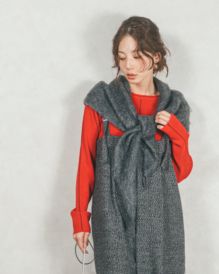 モヘアタッチ マルチTriangleスカーフ (CHARCOAL)