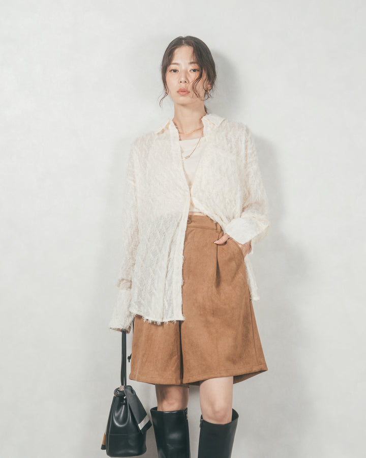 フェザータッチシアーオーバーシャツ (OFF WHITE)
