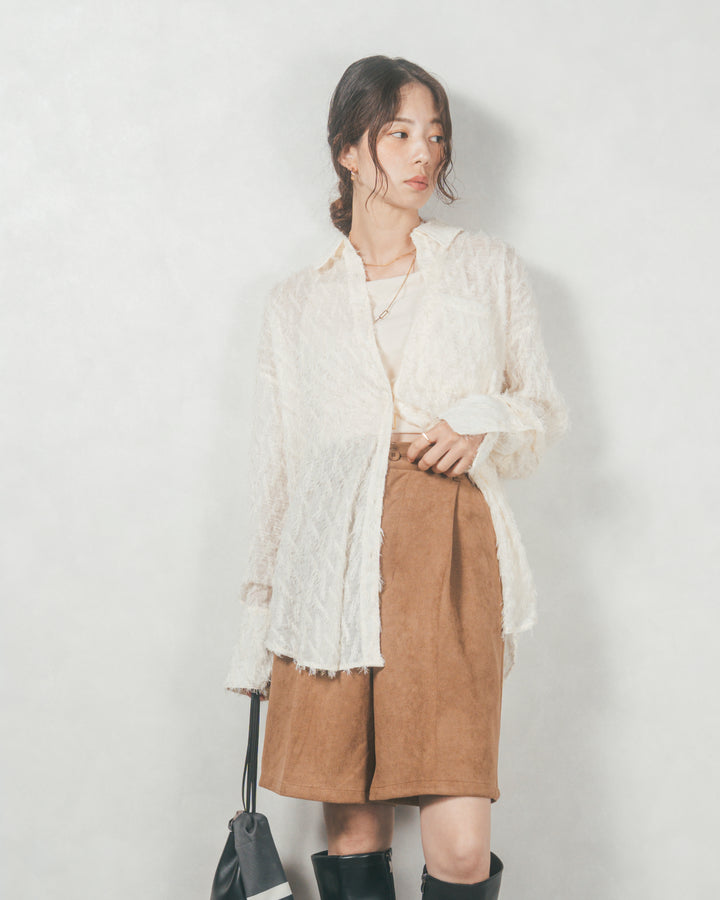 フェザータッチシアーオーバーシャツ (OFF WHITE)