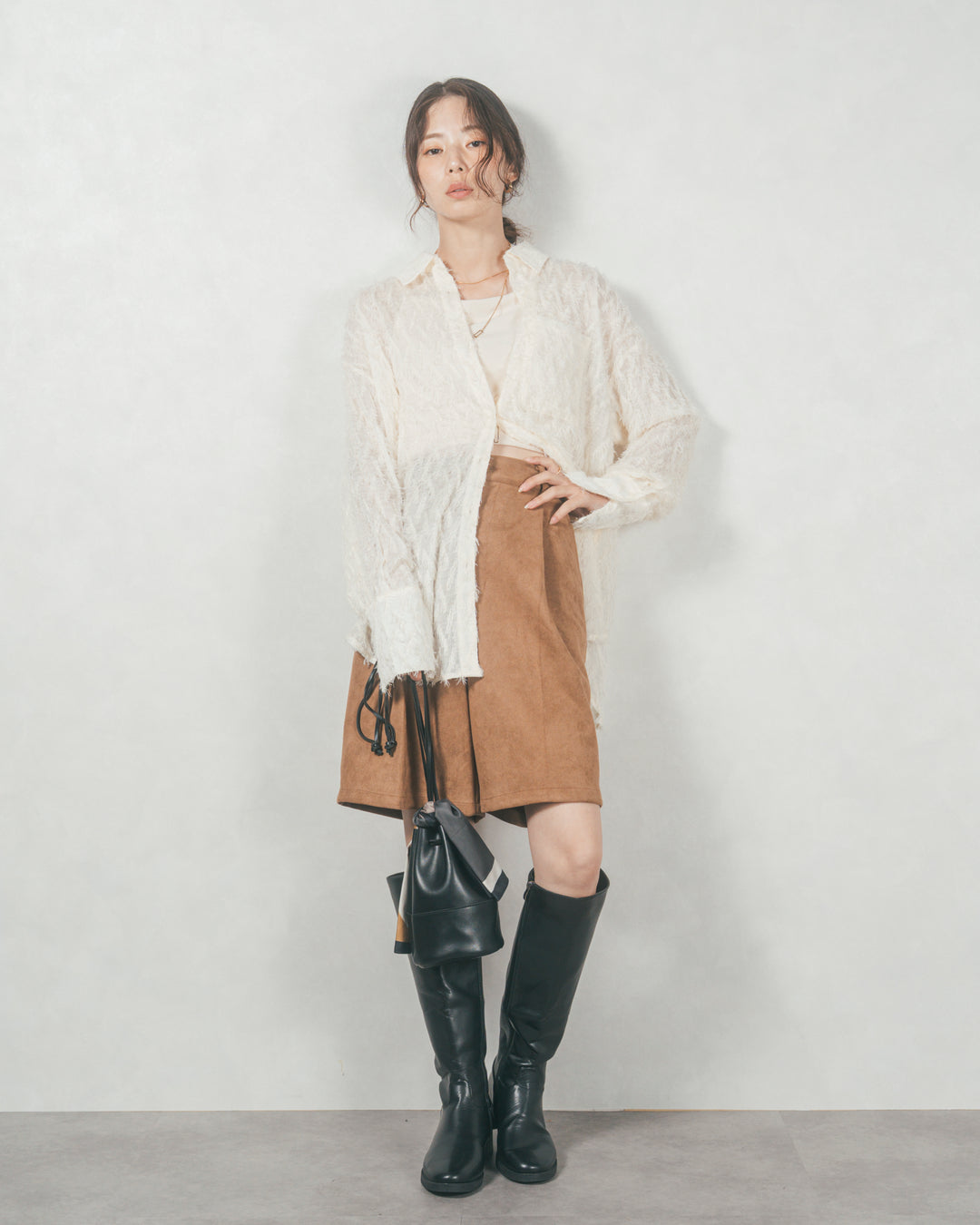 フェザータッチシアーオーバーシャツ (OFF WHITE)