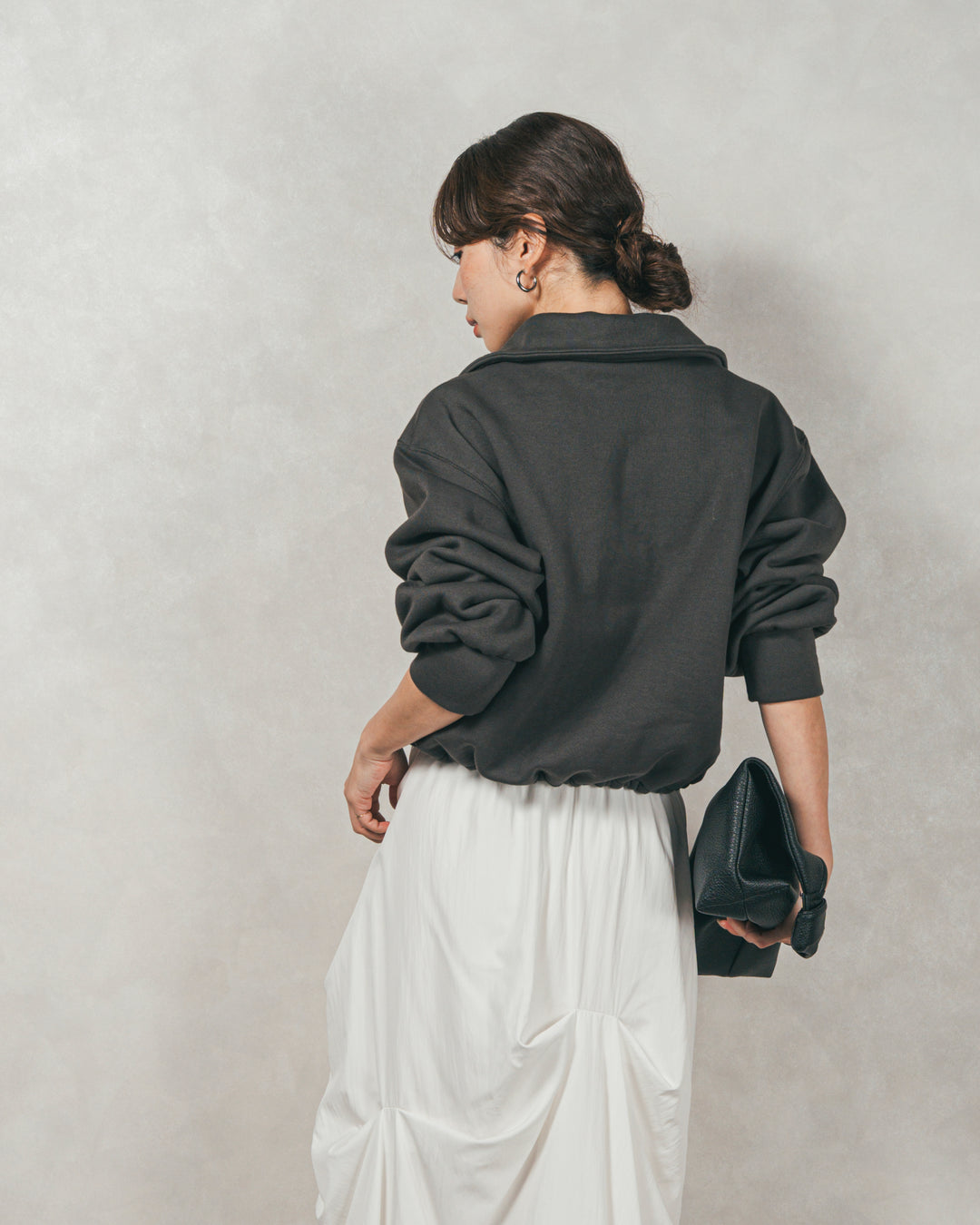 ［SET］裏起毛ハーフZipスウェット+ヴィンテージブロードランダムタックスカート（2SET）