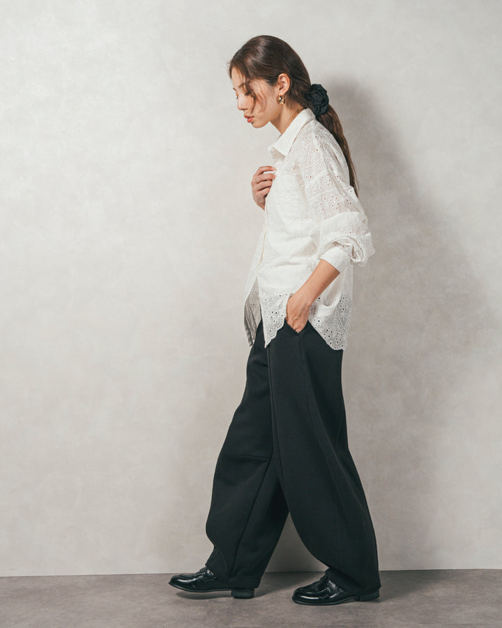 コットンフラワーレースシャツ(WHITE)