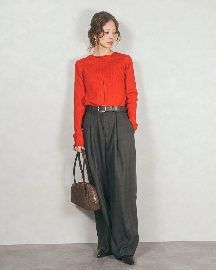 メランジチェックStraightパンツ (CHARCOAL)