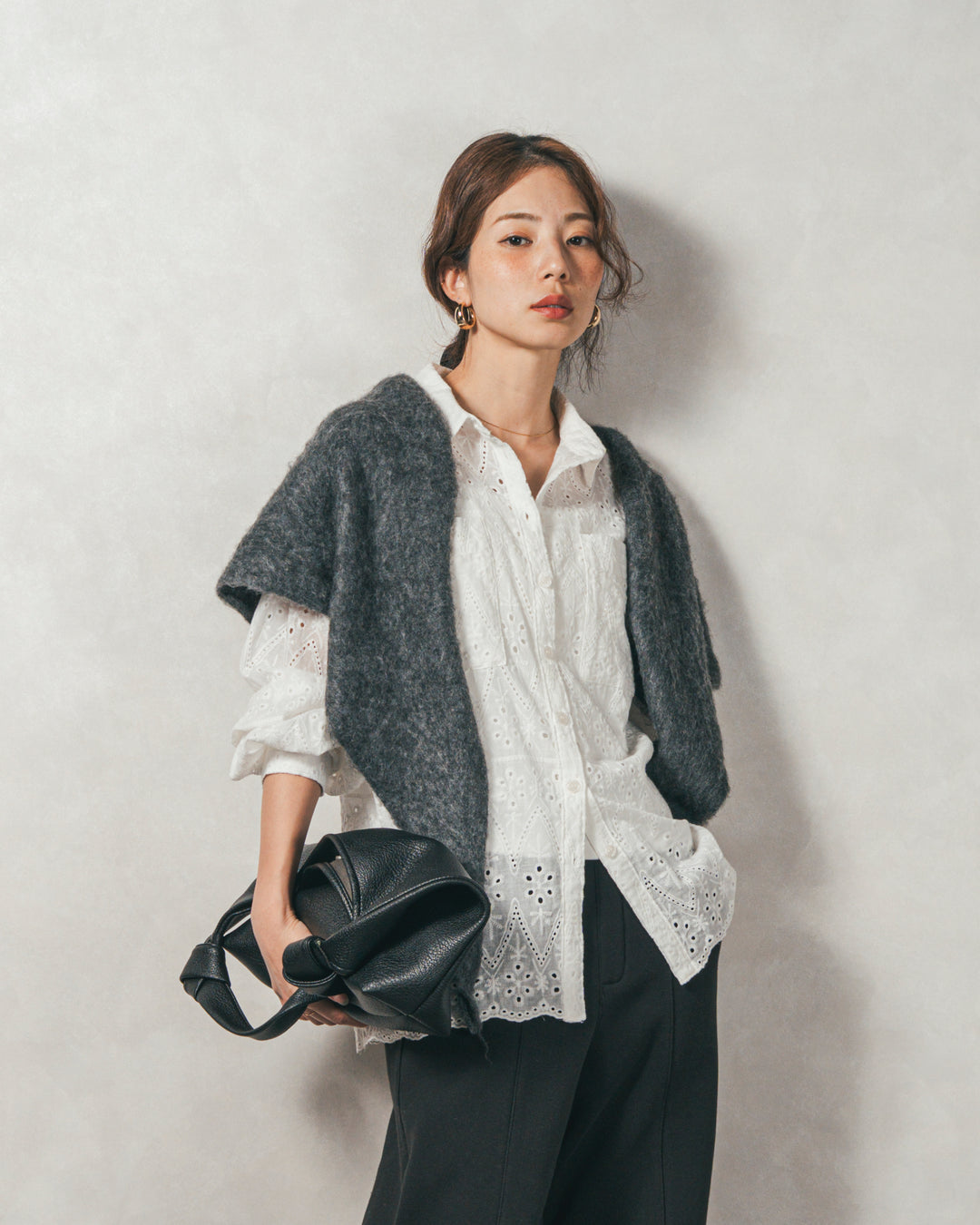 コットンフラワーレースシャツ(WHITE)