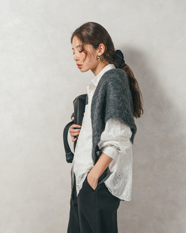 コットンフラワーレースシャツ(WHITE)