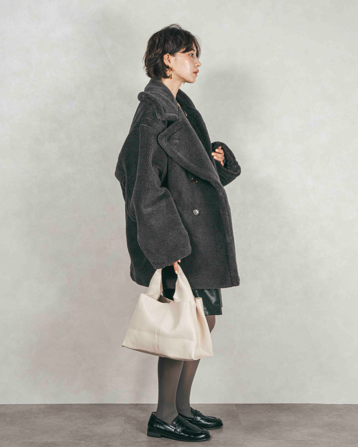 ［SET］テディボア Middleコート+レザーライクハーフパンツ（2SET）