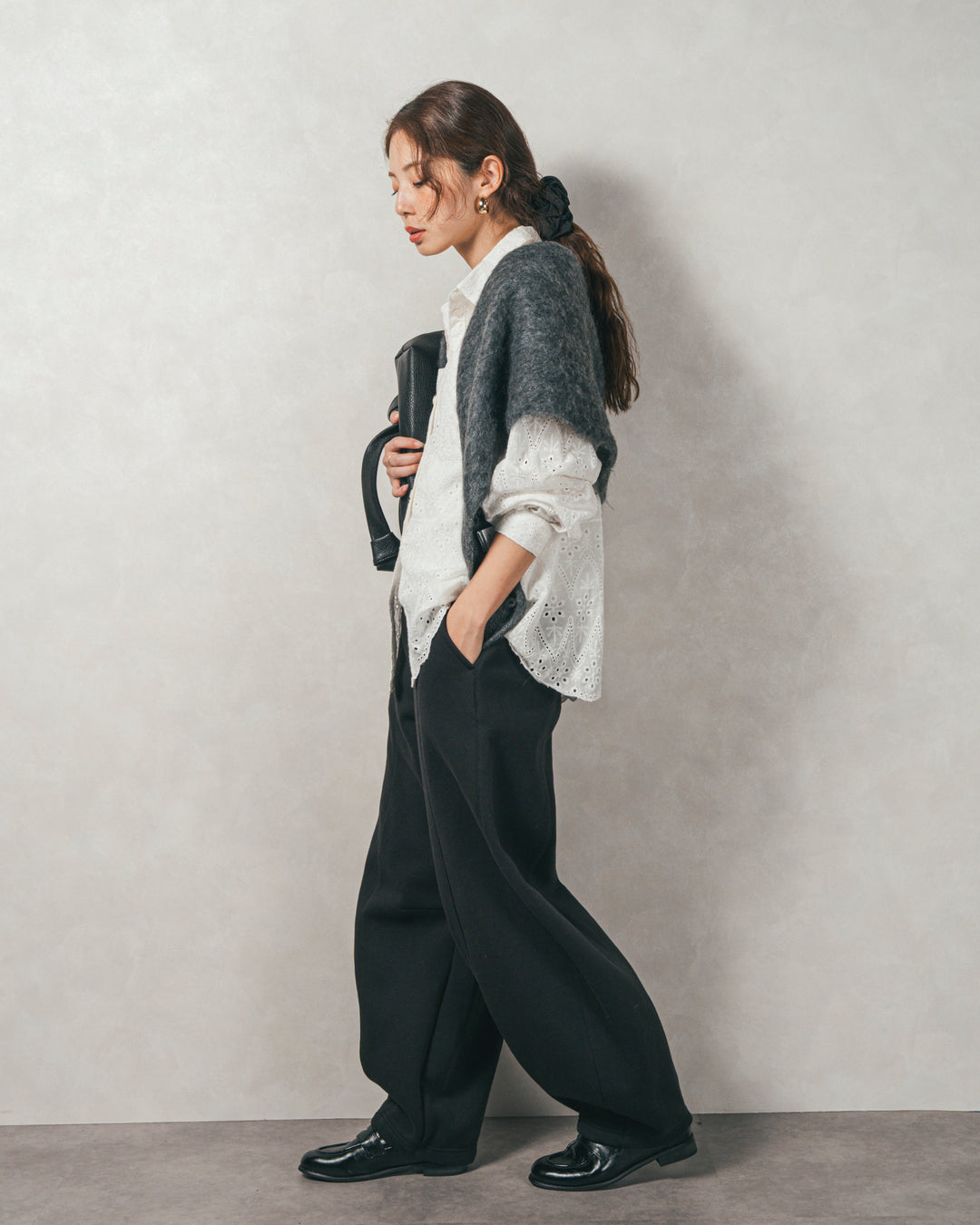 コットンフラワーレースシャツ(WHITE)