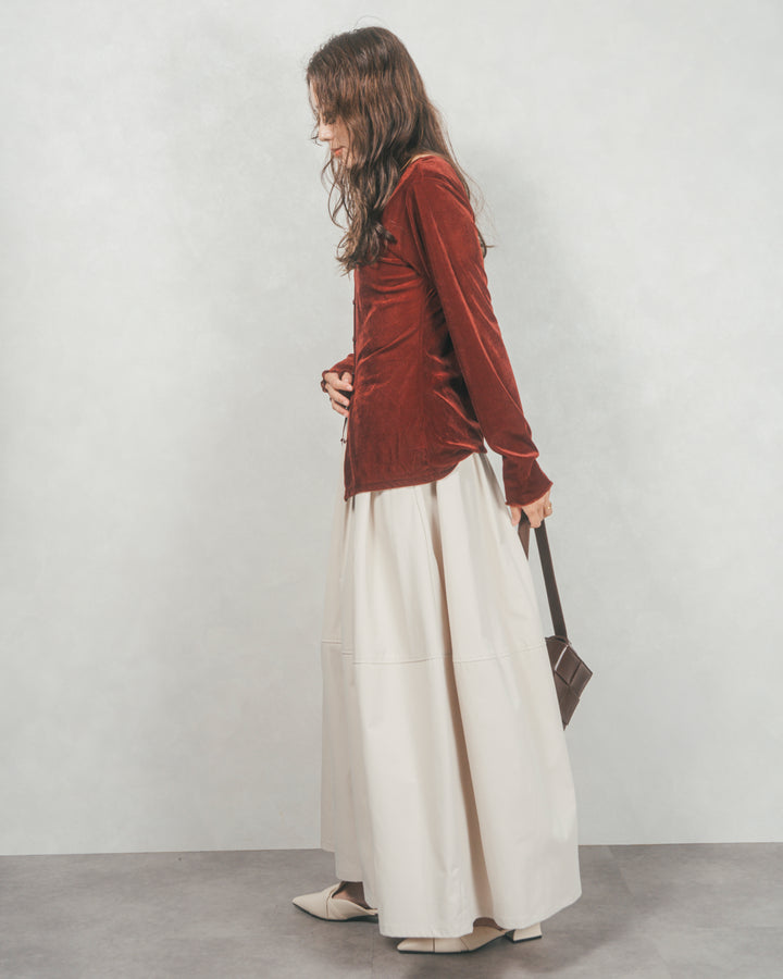 コクーンシルエットロングスカート (BLACK)