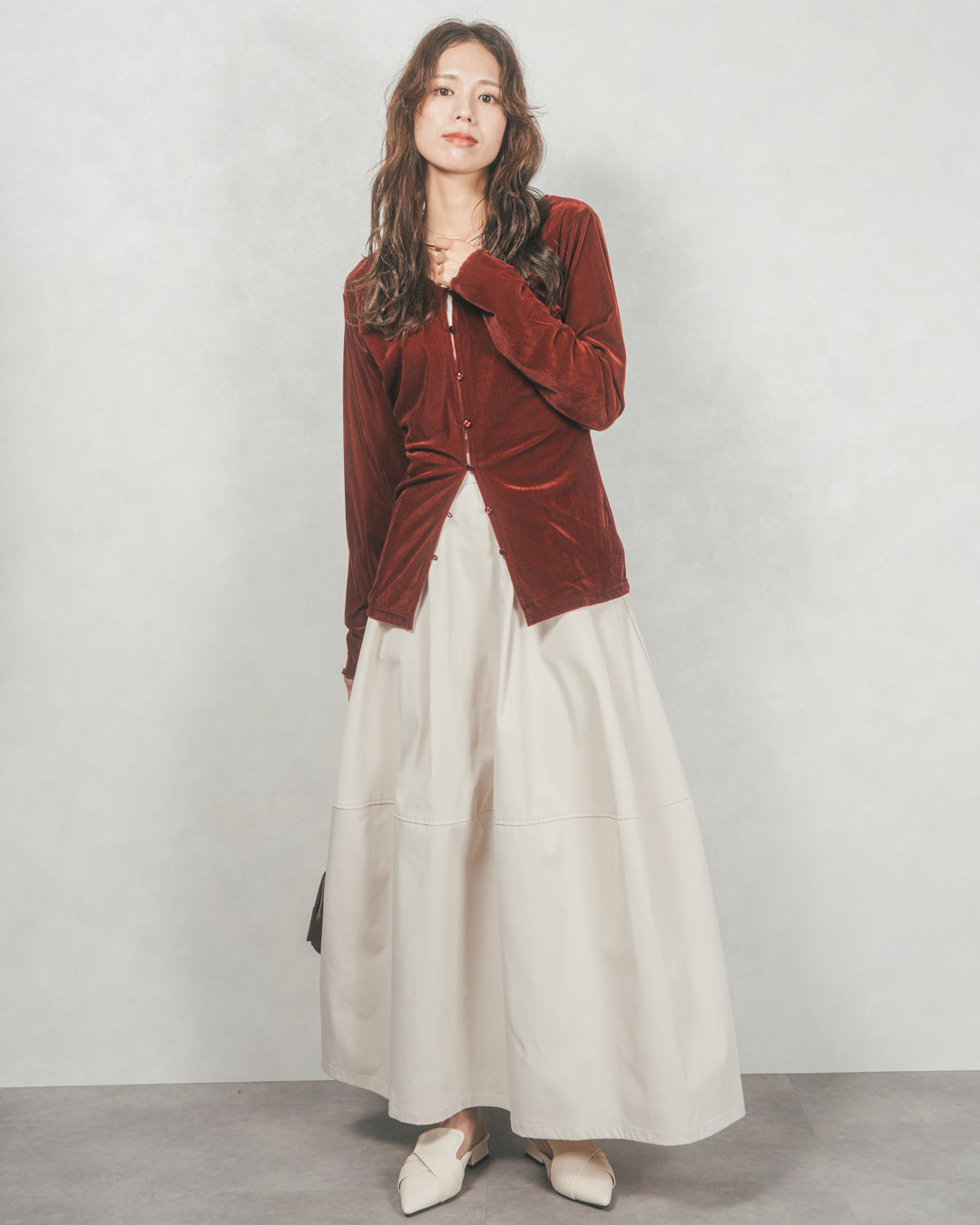 コクーンシルエットロングスカート (BLACK)