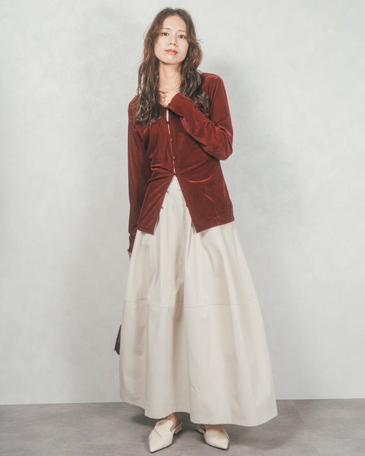 コクーンシルエットロングスカート (BLACK)