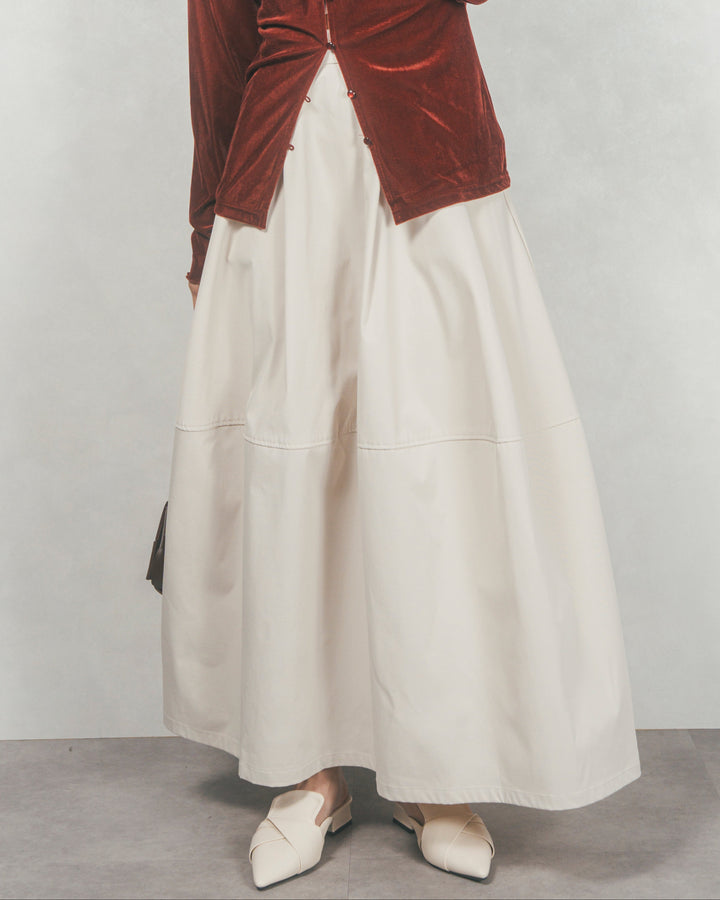 コクーンシルエットロングスカート (BLACK)