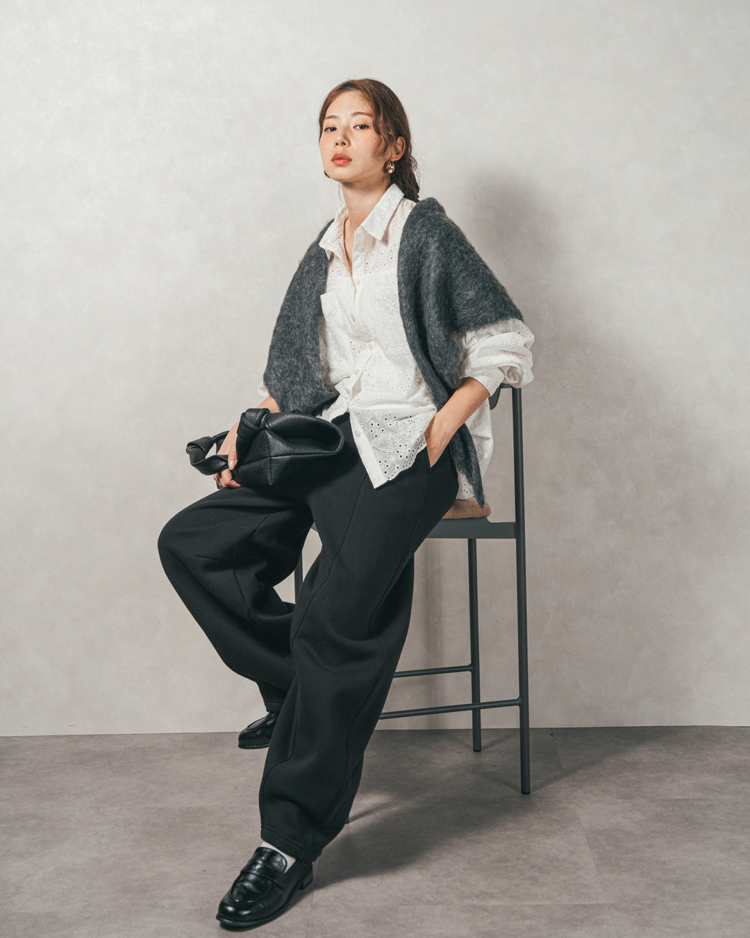 コットンフラワーレースシャツ(WHITE)